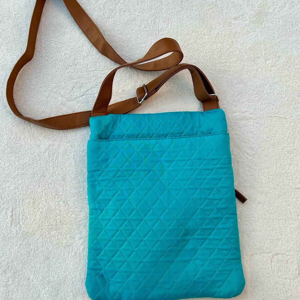 New Stone Mountain Quilted Purse Turquoise Brown Crossbody - Picture 6 of 8